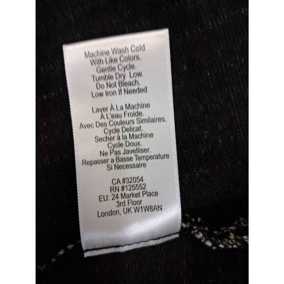 Dolan Anthropologie womens medium black white ruffle top stretch textured - Picture 9 of 9